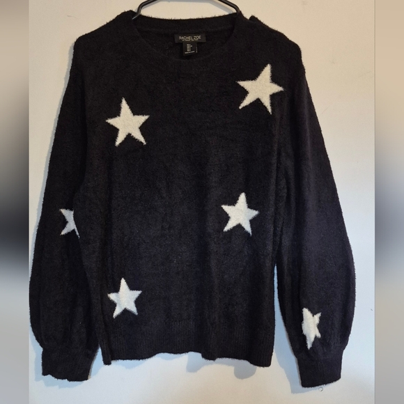 Rachel Zoe Black Sweater with White Star Patterns - Picture 1 of 3